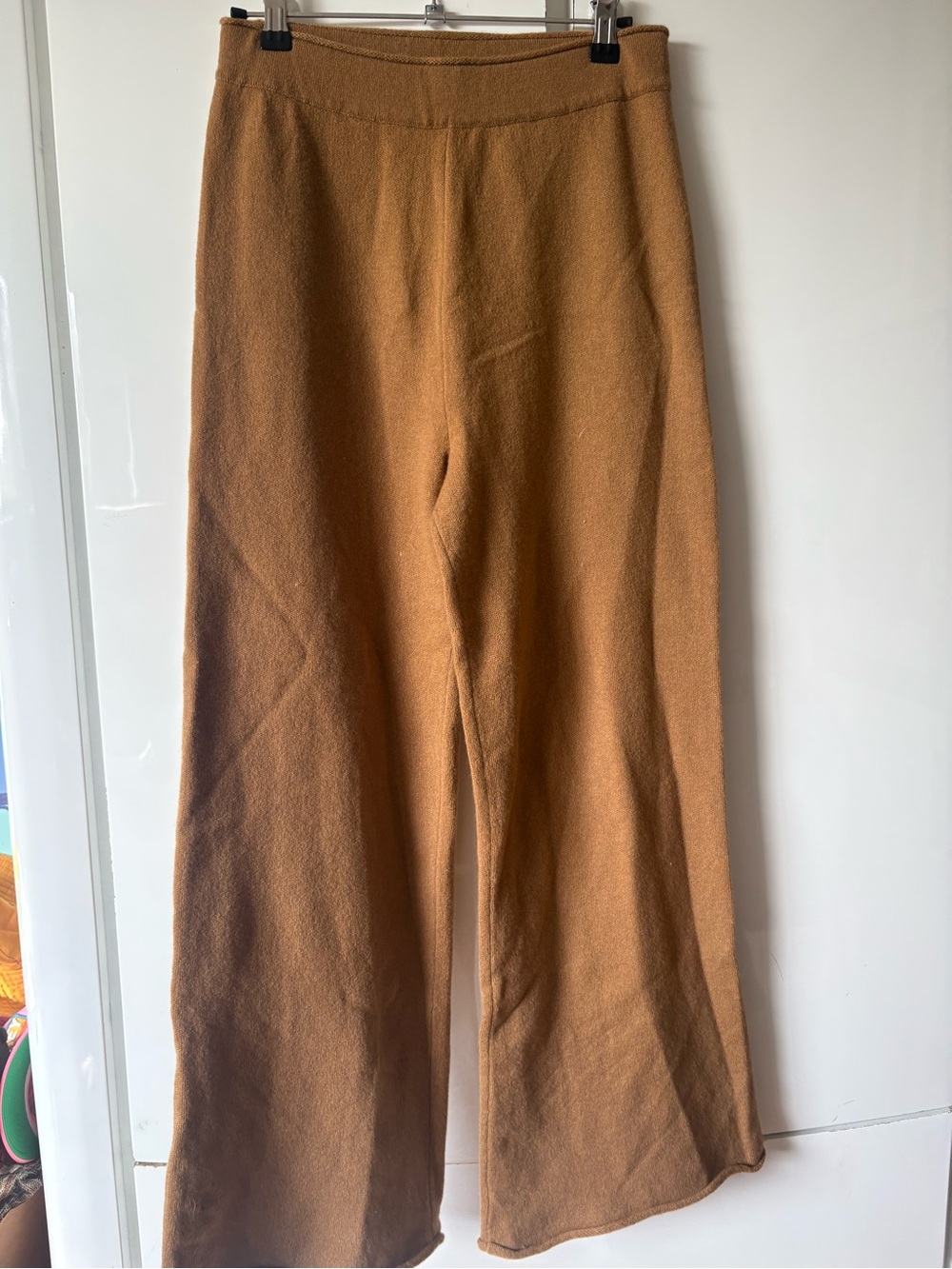 Outerknown Wide-Leg Knit Pants in Camel Brown